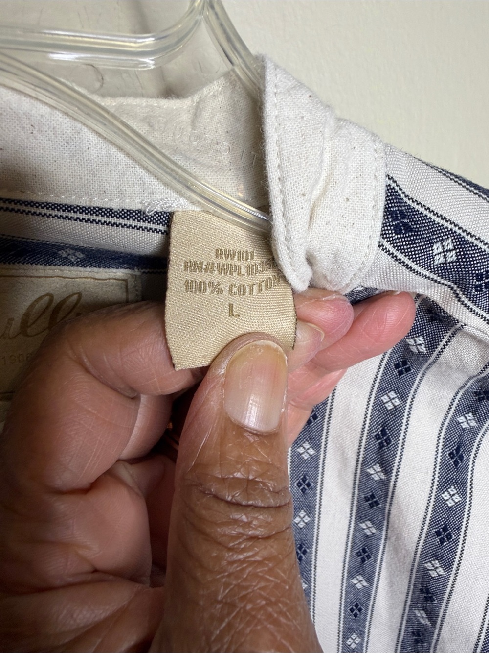 Scully Men's Navy and White Striped Western Henley Shirt - Picture 8 of 8